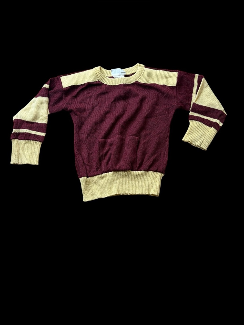 Aileen Girl 70s Vintage Varsity Red Cream Striped Sweater Sz 3T